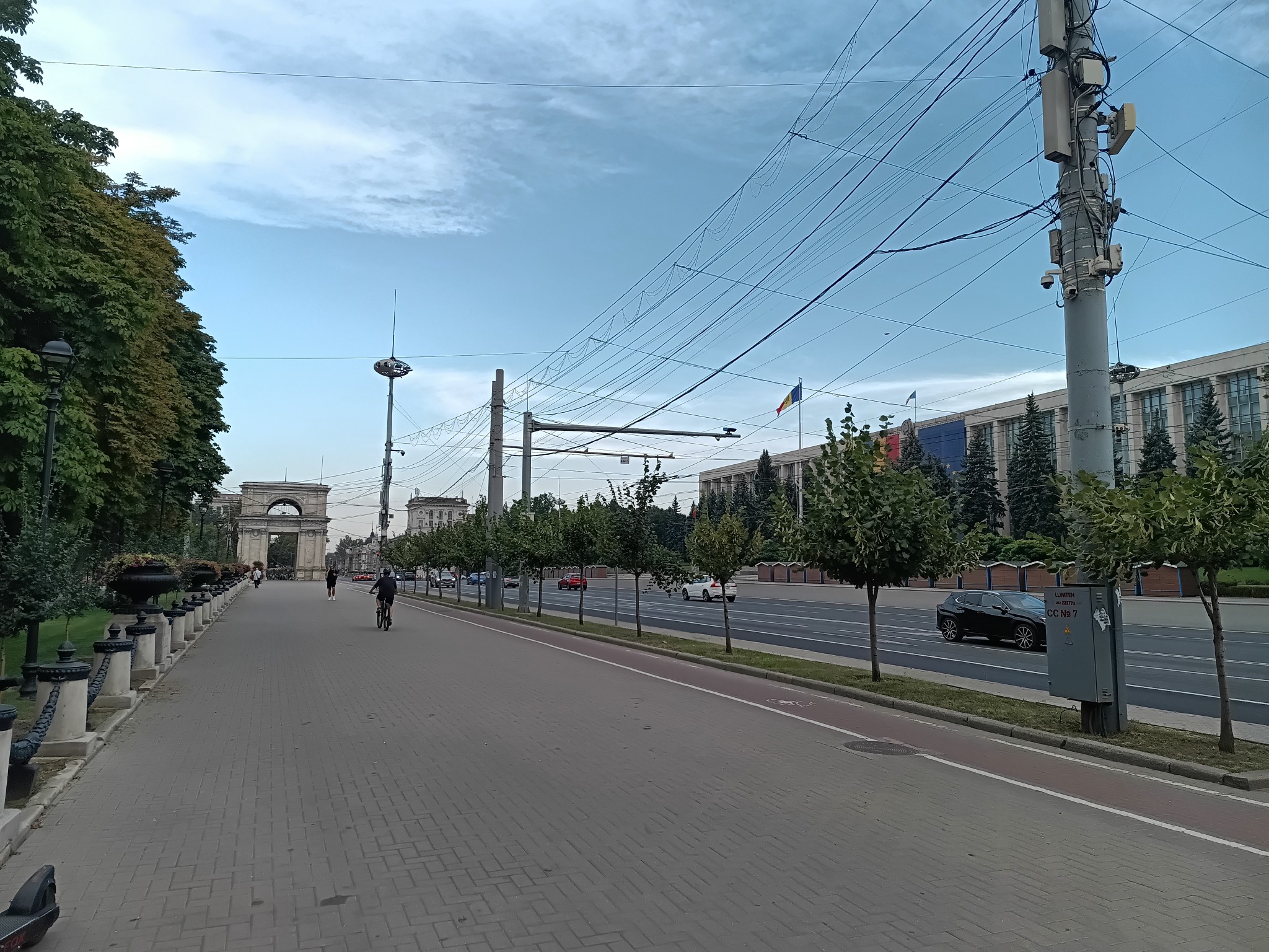 Central Chisinau boulevard at evening light