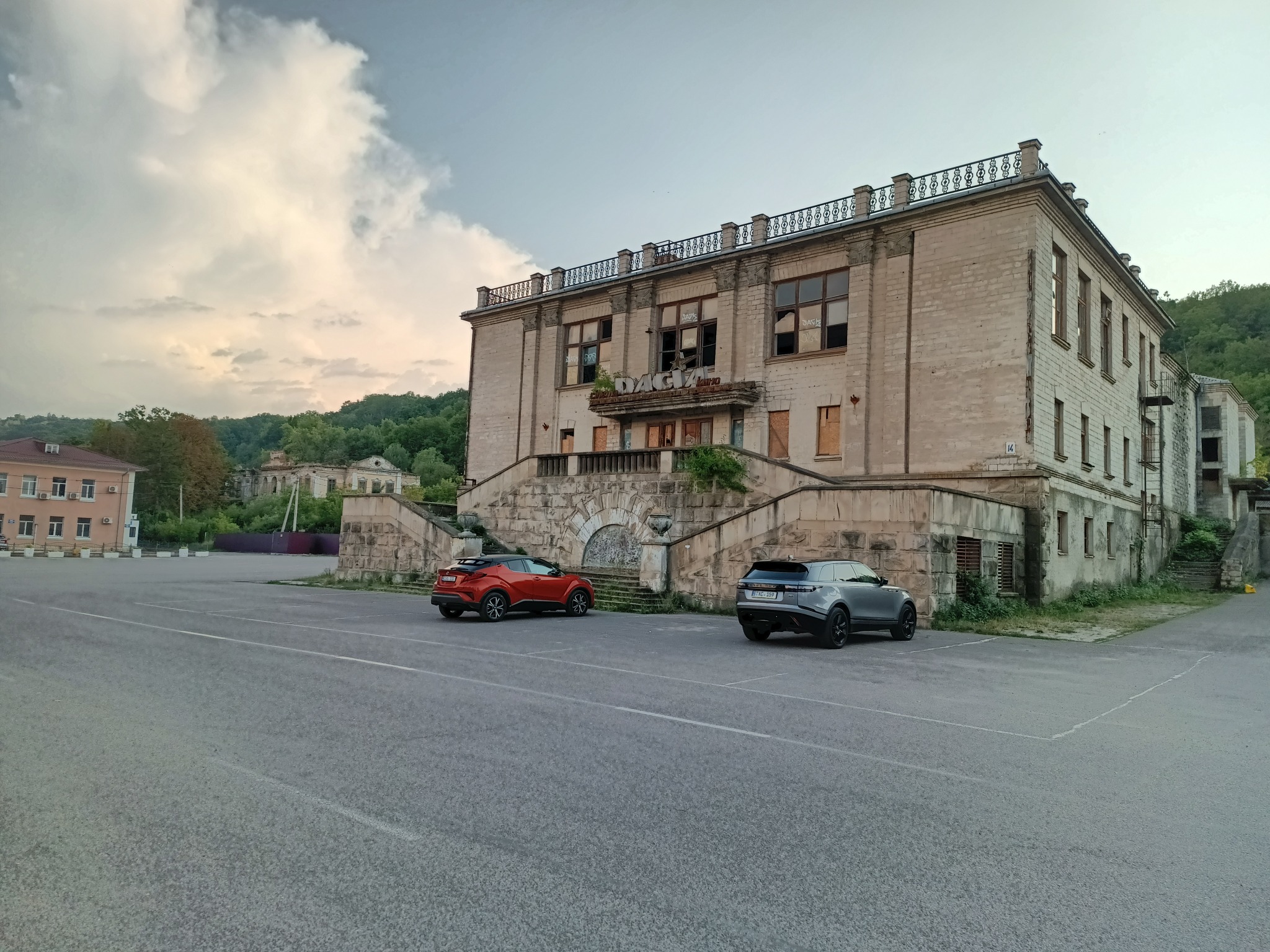 Weathered DACIA building in provincial Moldova